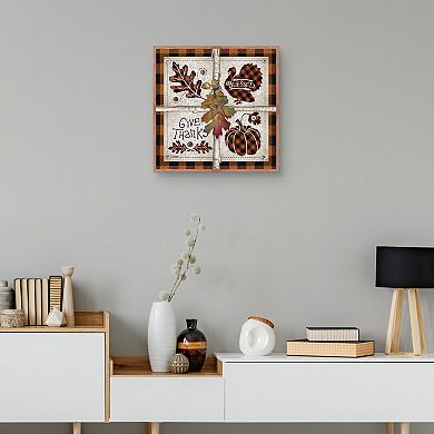Masterpiece Autumn Four Square Give Thanks Canvas Wall Art