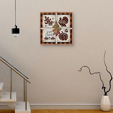 Masterpiece Autumn Four Square Give Thanks Canvas Wall Art