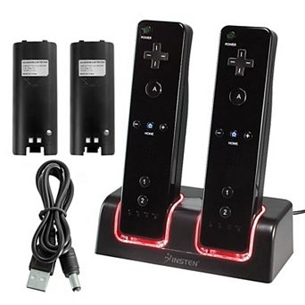 Dual Charger Charging Dock Station + 2 Battery For Wii / Wii U Remote Controller