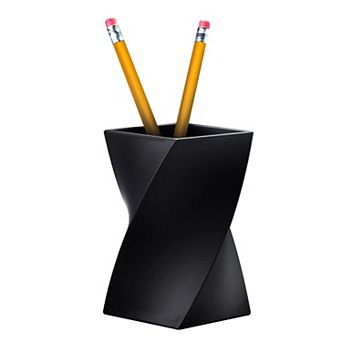 Intsten Black Wave Soft Touch Pencil Pen Cap Holder Office Desk Organizer