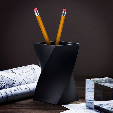 Intsten Black Wave Soft Touch Pencil Pen Cap Holder Office Desk Organizer