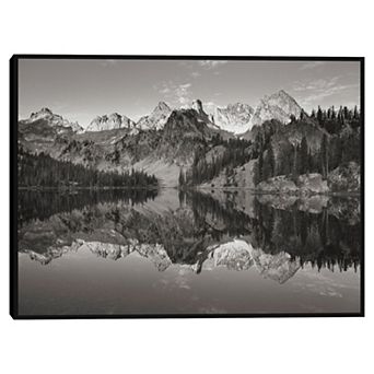 Masterpiece Alice Lake Sawtooth Mountains BW Framed Wall Art