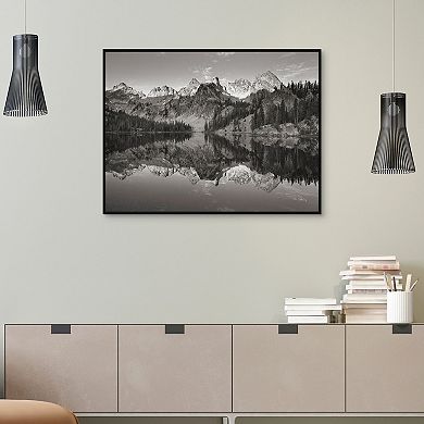 Masterpiece Alice Lake Sawtooth Mountains BW Framed Wall Art