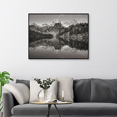 Masterpiece Alice Lake Sawtooth Mountains BW Framed Wall Art