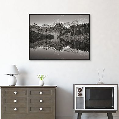 Masterpiece Alice Lake Sawtooth Mountains BW Framed Wall Art