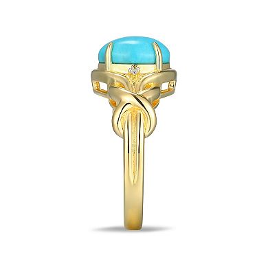 Classic Treasures 18k Gold Over Silver Stabilized Turquoise & Diamond Accent Ring