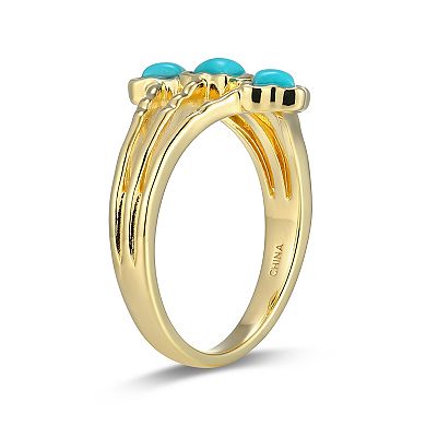Classic Treasures 18k Gold Over Silver Turquoise 3-Stone Ring