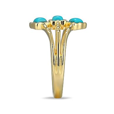 Classic Treasures 18k Gold Over Silver Turquoise 3-Stone Ring