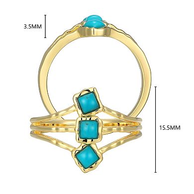 Classic Treasures 18k Gold Over Silver Turquoise 3-Stone Ring