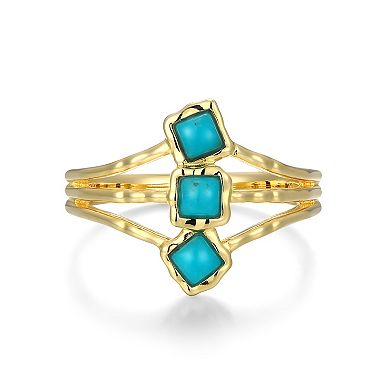 Classic Treasures 18k Gold Over Silver Turquoise 3-Stone Ring