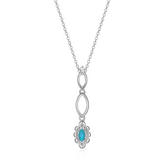 Classic Treasures Sterling Silver Stabilized Turquoise & White Topaz Pendant Necklace