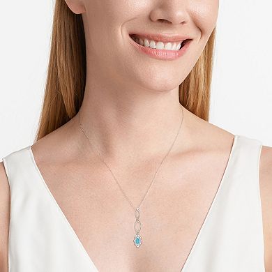 Classic Treasures Sterling Silver Stabilized Turquoise & White Topaz Pendant Necklace