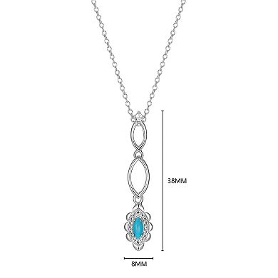 Classic Treasures Sterling Silver Stabilized Turquoise & White Topaz Pendant Necklace