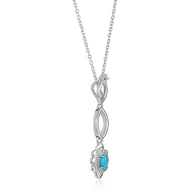 Classic Treasures Sterling Silver Stabilized Turquoise & White Topaz Pendant Necklace