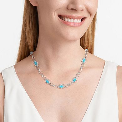 Classic Treasures Sterling Silver Stabilized Turquoise & White Topaz Necklace