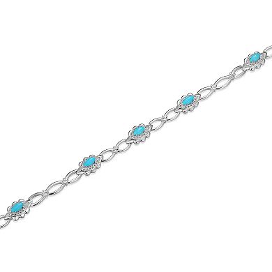Classic Treasures Sterling Silver Stabilized Turquoise & White Topaz Necklace