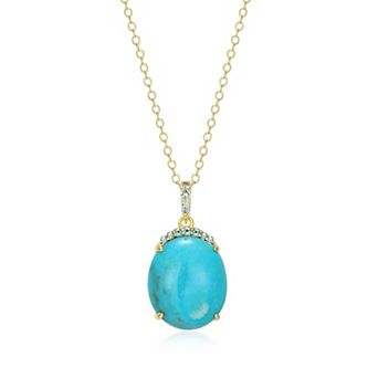 Classic Treasures 18k Gold Over Silver Turquoise & London Blue Topaz Pendant Necklace