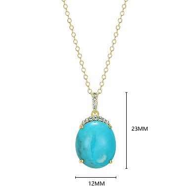 Classic Treasures 18k Gold Over Silver Turquoise & London Blue Topaz Pendant Necklace