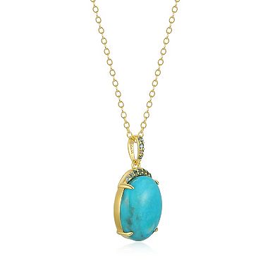 Classic Treasures 18k Gold Over Silver Turquoise & London Blue Topaz Pendant Necklace