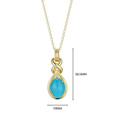 Classic Treasures 18k Gold Over Silver Stabilized Turquoise & Diamond Accent Teardrop Pendant Necklace