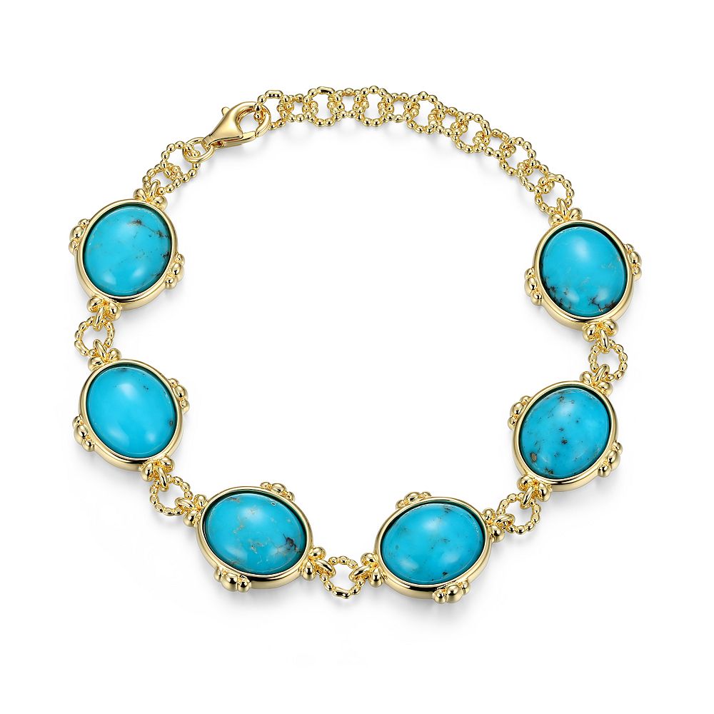 Classic Treasures 18k Gold Over Silver Stabilized Turquoise Carved