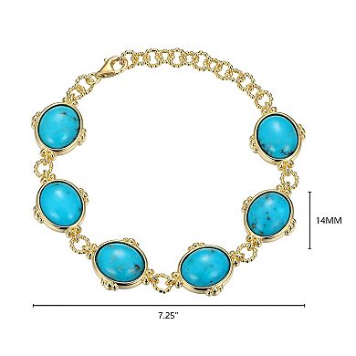 Classic Treasures 18k Gold Over Silver Stabilized Turquoise Carved Scarabs Link Bracelet