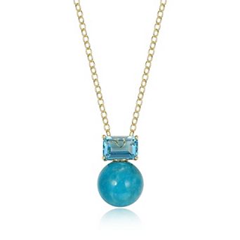 Classic Treasures 18k Gold Over Silver Turquoise & Swiss Blue Topaz Necklace