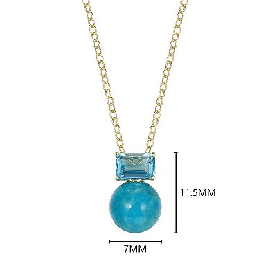 18k Gold Over Silver Turquoise & Swiss Blue Topaz Necklace