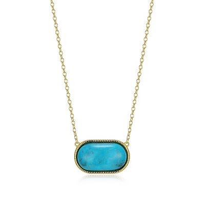 18k Gold Over Silver Turquoise Oval Necklace