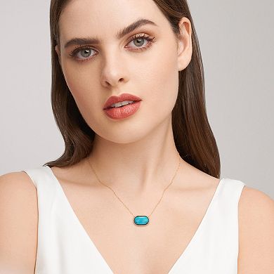Classic Treasures 18k Gold Over Silver Turquoise Oval Necklace