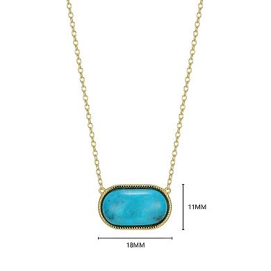 Classic Treasures 18k Gold Over Silver Turquoise Oval Necklace