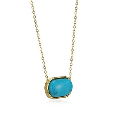 Classic Treasures 18k Gold Over Silver Turquoise Oval Necklace