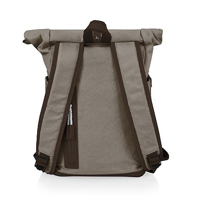 Picnic Time Carmel Roll-Top Picnic Backpack Cooler with Utensil Set & Glass Water Bottles