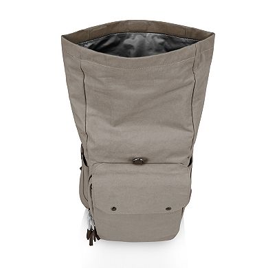 Picnic Time Carmel Roll-Top Picnic Backpack Cooler with Utensil Set & Glass Water Bottles