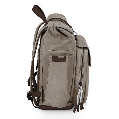 Picnic Time Carmel Roll-Top Picnic Backpack Cooler with Utensil Set & Glass Water Bottles
