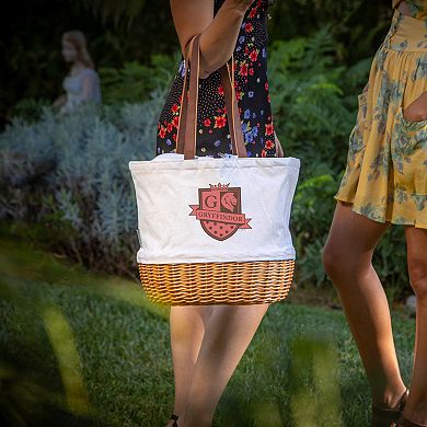 Picnic Time Harry Potter Ravenclaw Coronado Canvas & Willow Basket Tote (Beige Canvas)
