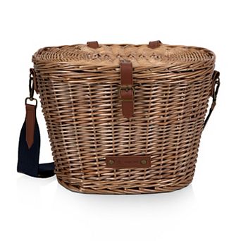 Picnic Time Cambridge Bicycle Natural Wicker Picnic Basket Tote