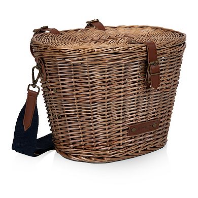 Picnic Time Cambridge Bicycle Natural Wicker Picnic Basket Tote