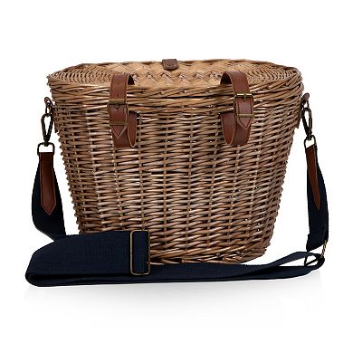 Picnic Time Cambridge Bicycle Natural Wicker Picnic Basket Tote