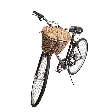Picnic Time Cambridge Bicycle Natural Wicker Picnic Basket Tote