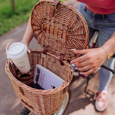 Picnic Time Cambridge Bicycle Natural Wicker Picnic Basket Tote