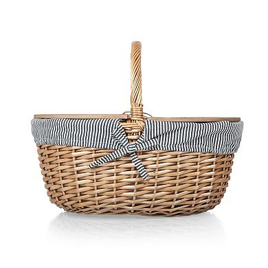 Picnic Time Cambridge Bicycle Natural Wicker Picnic Basket Tote