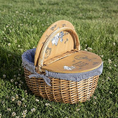 Picnic Time Cambridge Bicycle Natural Wicker Picnic Basket Tote