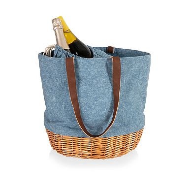 Picnic Time Coronado Canvas & Willow Drawstring Basket Tote