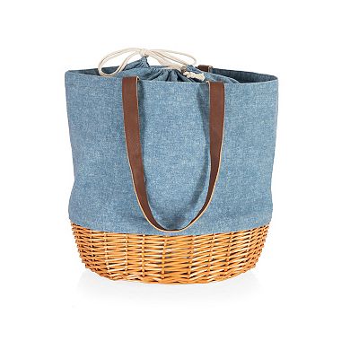Picnic Time Coronado Canvas & Willow Drawstring Basket Tote