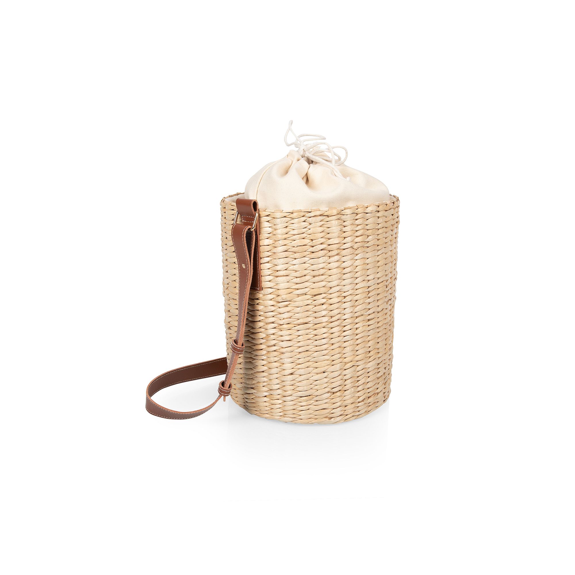 Picnic Time Palermo Rush Insulated Bucket Tote with Leather Strap (Beige Ca