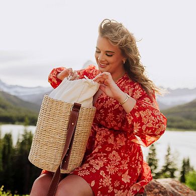 Picnic Time Palermo Rush Insulated Bucket Tote with Leather Strap