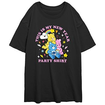 Juniors' Care Bears This Is My New Year Party Shirt Oversized Graphic Tee