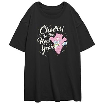 Juniors' Care Bears Cheers To The New Year Oversized Graphic Tee