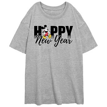 Disney's Mickey Mouse Happy New Year Juniors' Oversized Graphic Tee
